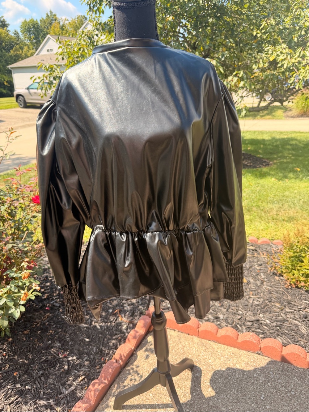 Women’s Black Faux Leather Peplum top
